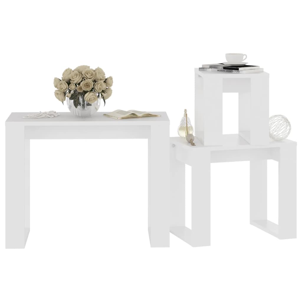 Tables gigognes 3 pcs Blanc Bois d'ingénierie - XIOS