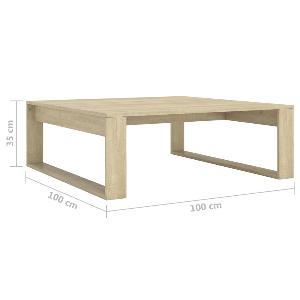 Table basse Chêne sonoma 100x100x35 cm Bois d'ingénierie - XIOS
