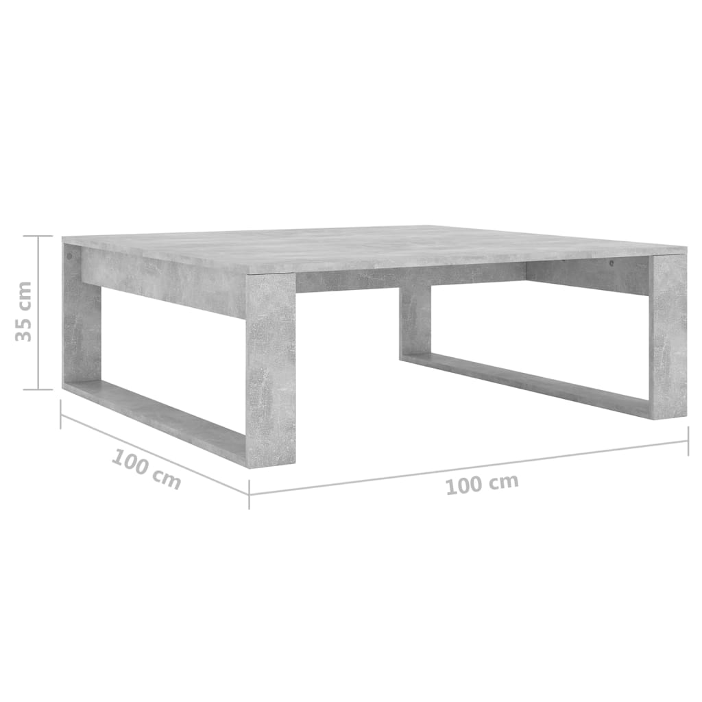 Table basse Gris béton 100x100x35 cm Bois d'ingénierie - XIOS