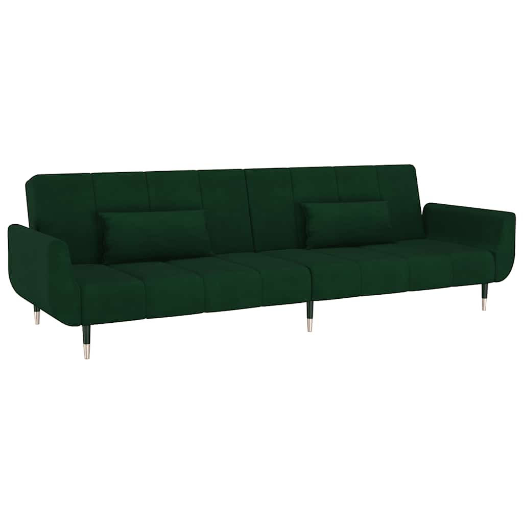 Canapé-lit à 2 places avec deux oreillers Vert foncé Velours - XIOS