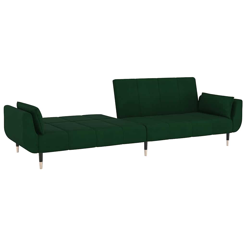 Canapé-lit à 2 places avec deux oreillers Vert foncé Velours - XIOS