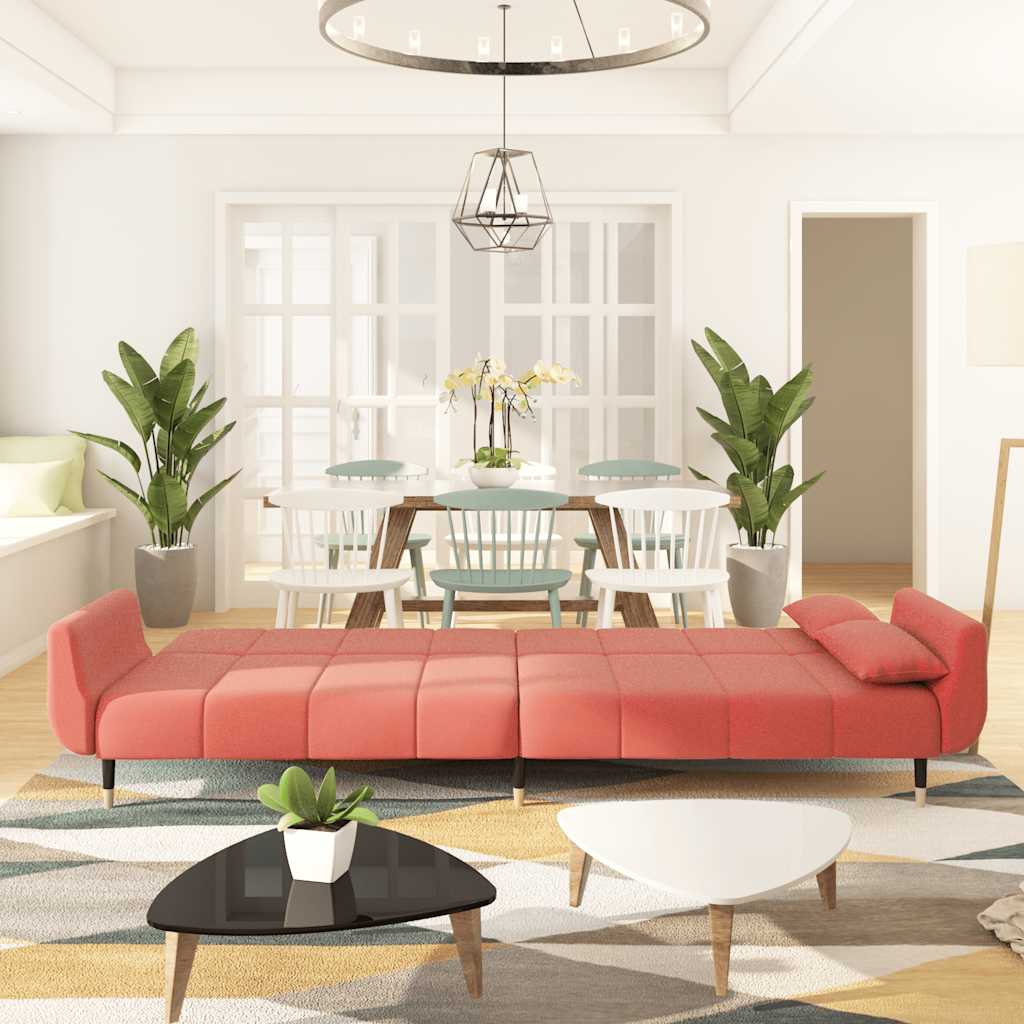 Canapé-lit à 2 places avec deux oreillers Rose Velours - XIOS