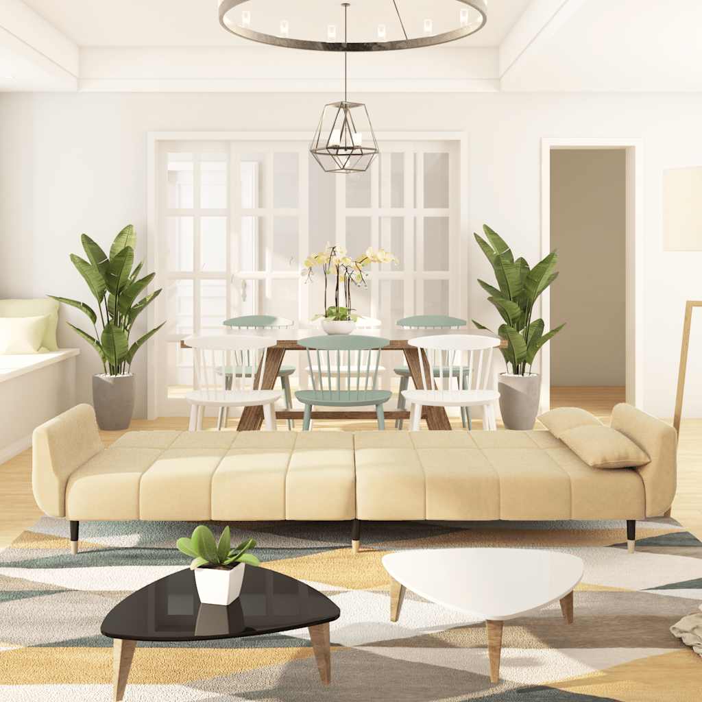 Canapé-lit à 2 places avec deux oreillers Crème Velours - XIOS