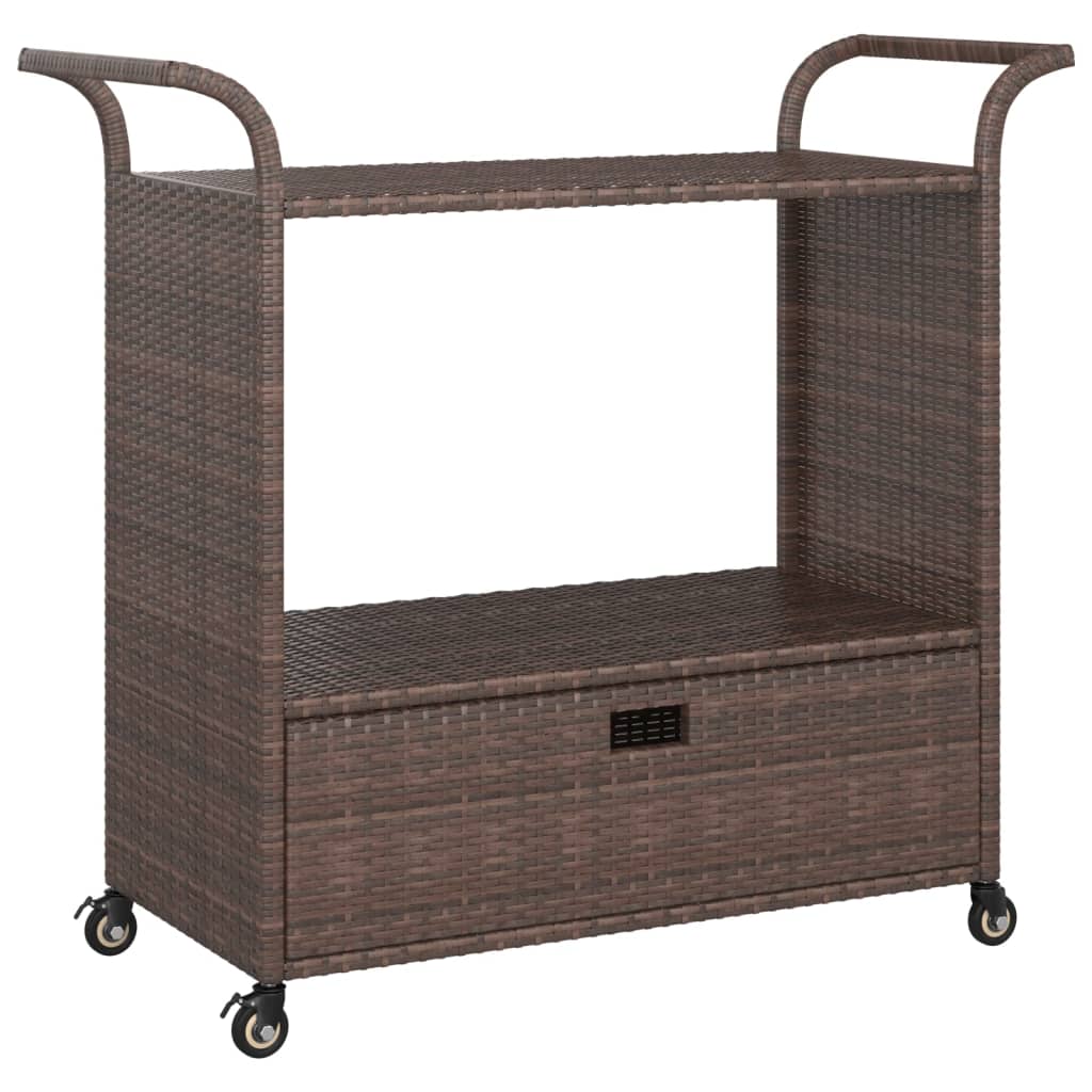 Chariot de bar avec tiroir Marron 100x45x97 cm Résine tressée - XIOS