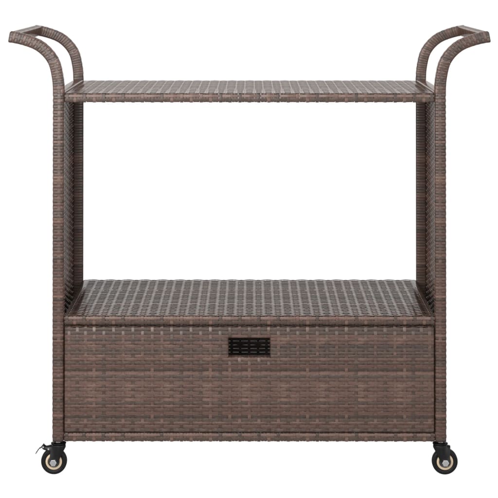 Chariot de bar avec tiroir Marron 100x45x97 cm Résine tressée - XIOS