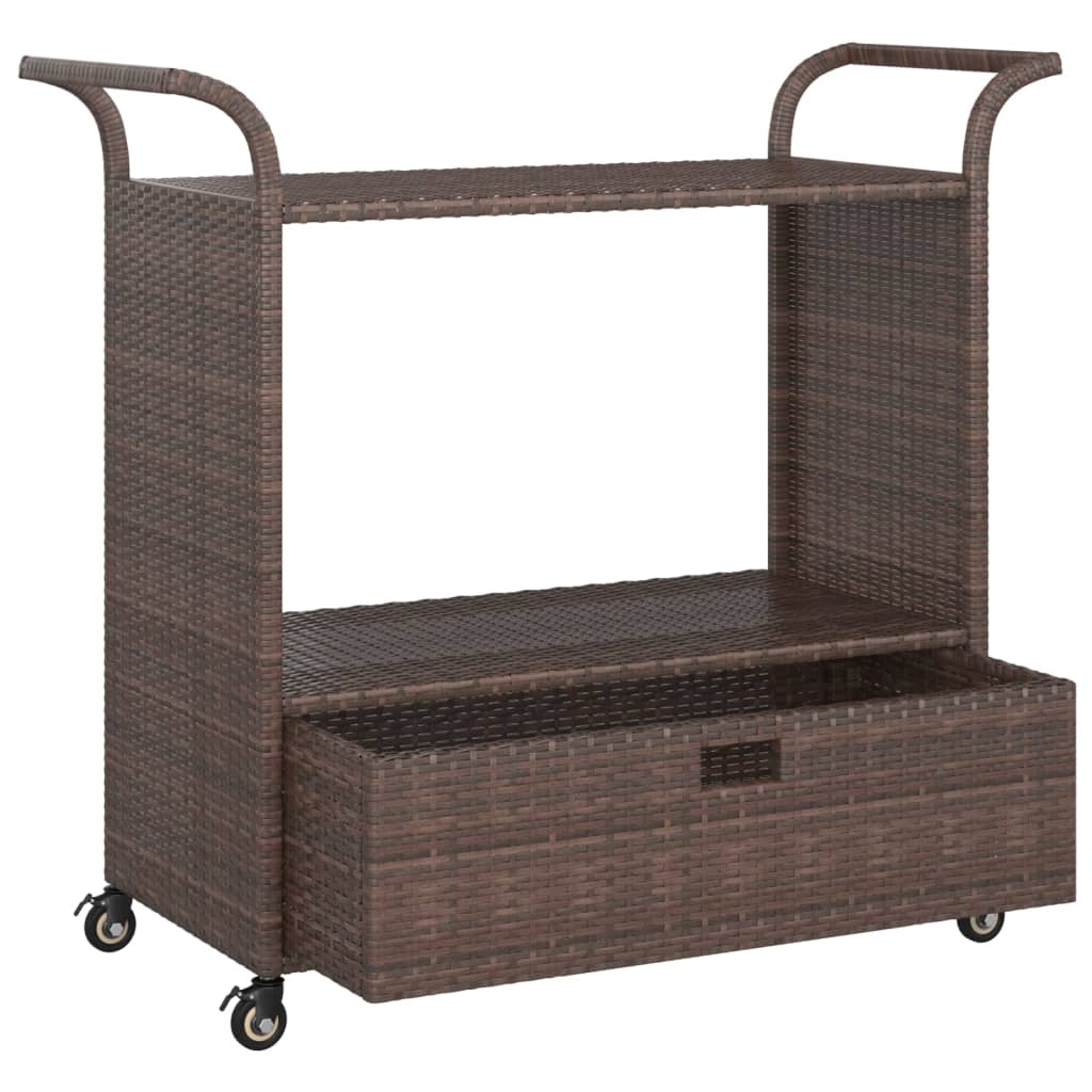 Chariot de bar avec tiroir Marron 100x45x97 cm Résine tressée - XIOS