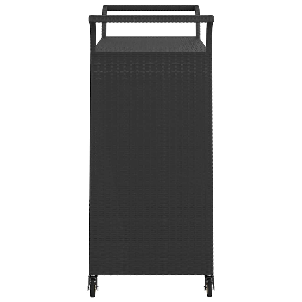 Chariot de bar avec tiroir Noir 100x45x97 cm Résine tressée - XIOS