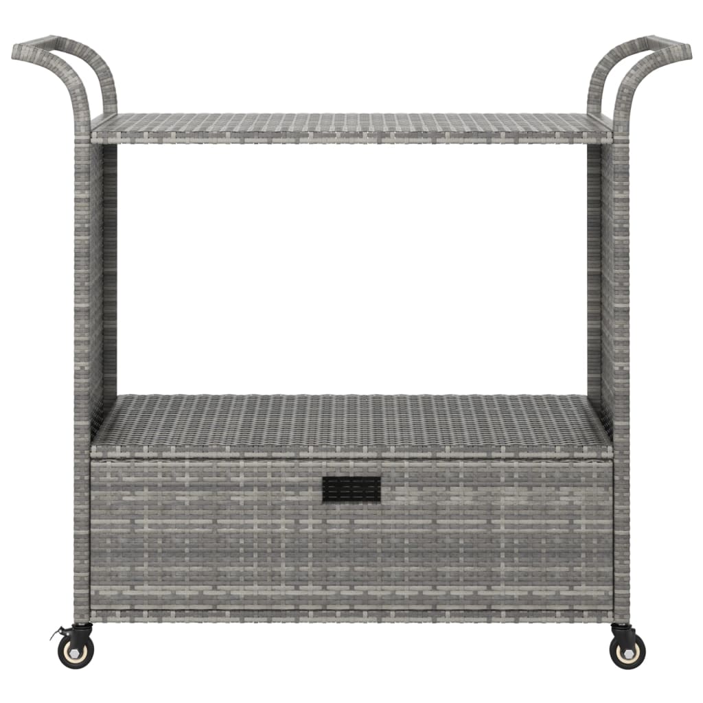 Chariot de bar avec tiroir Gris 100x45x97 cm Résine tressée