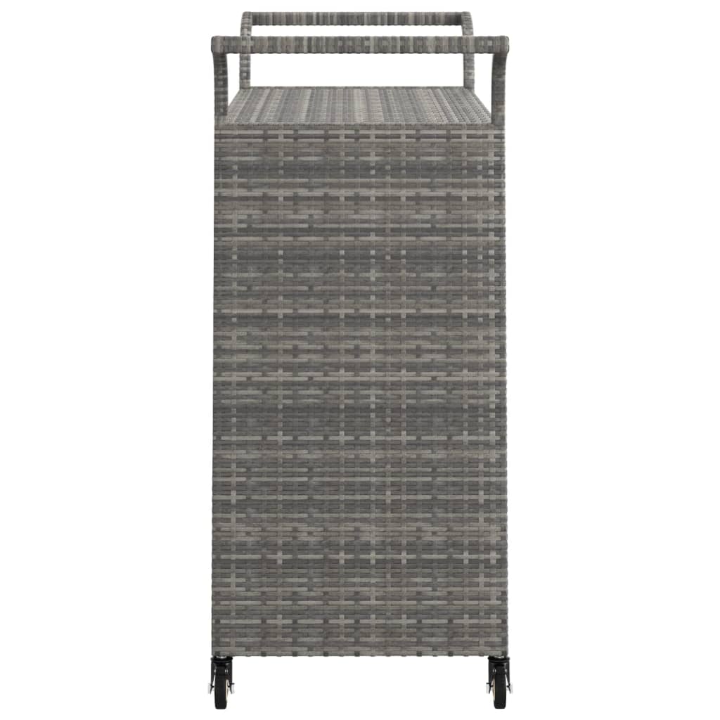 Chariot de bar avec tiroir Gris 100x45x97 cm Résine tressée