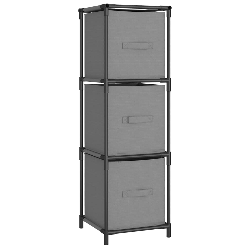 Armoire de rangement 3 tiroirs en tissu Gris 34x34x101 cm Acier - XIOS