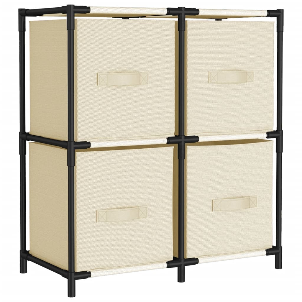 Armoire de rangement 4 paniers en tissu Crème 63x30x71 cm Acier - XIOS
