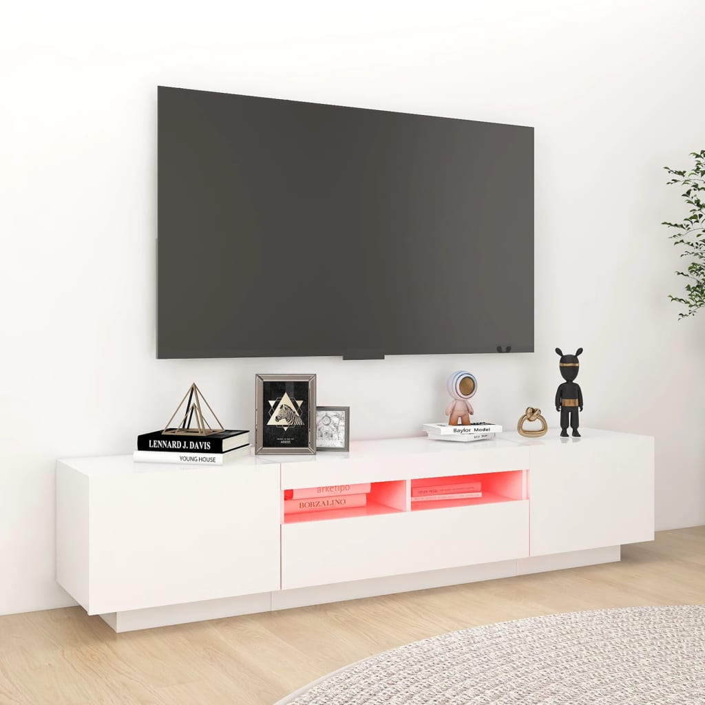 Meuble TV avec lumières LED Blanc 180x35x40 cm - XIOS