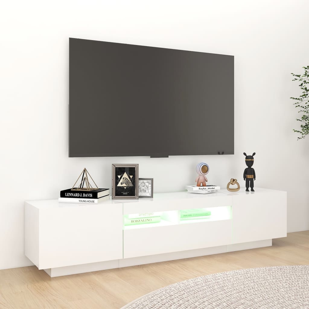 Meuble TV avec lumières LED Blanc 180x35x40 cm - XIOS