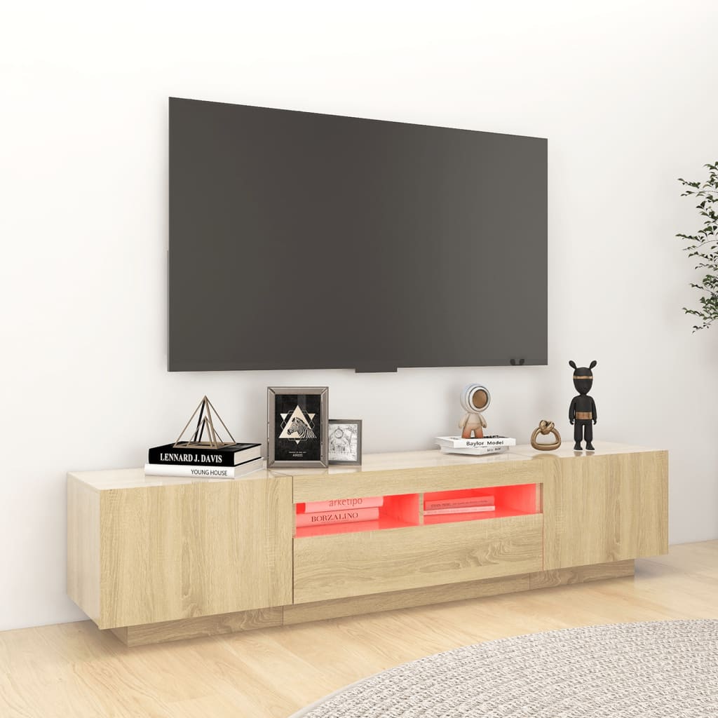 Meuble TV avec lumières LED Chêne sonoma 180x35x40 cm - XIOS