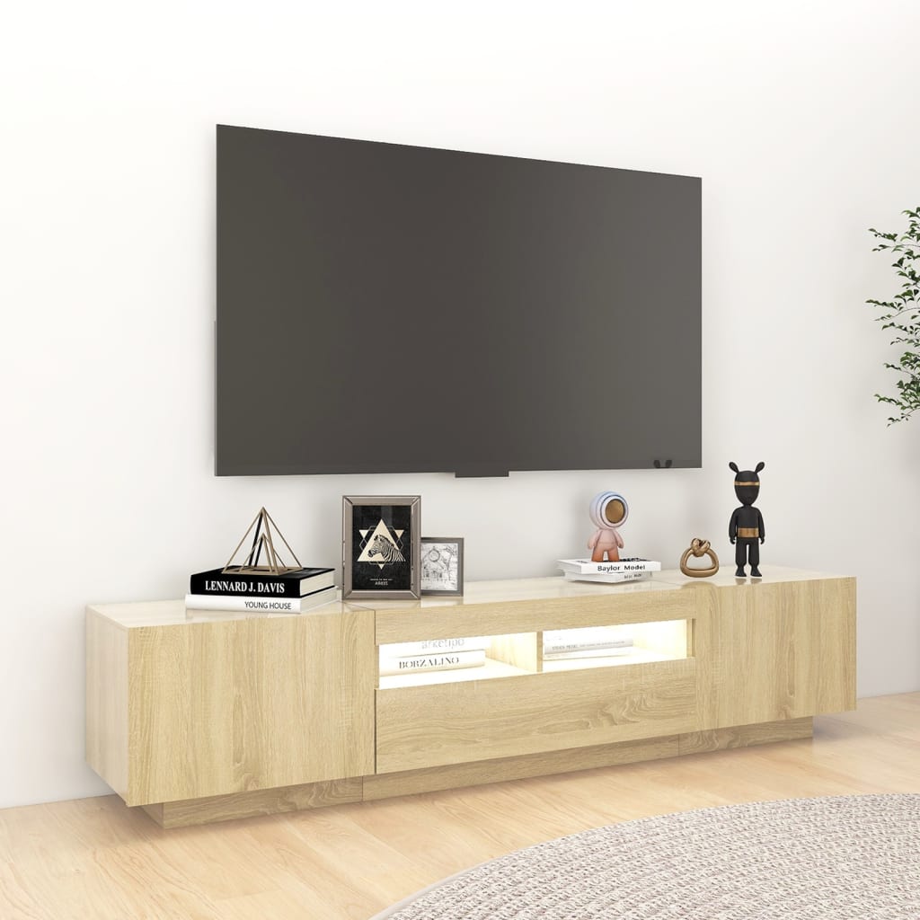 Meuble TV avec lumières LED Chêne sonoma 180x35x40 cm - XIOS