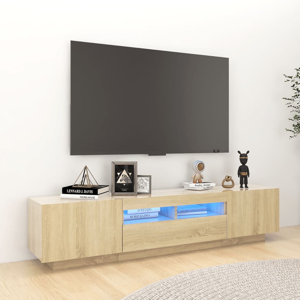 Meuble TV avec lumières LED Chêne sonoma 180x35x40 cm - XIOS
