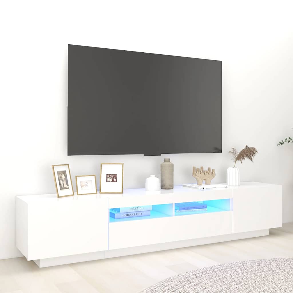 Meuble TV avec lumières LED Blanc 200x35x40 cm - XIOS