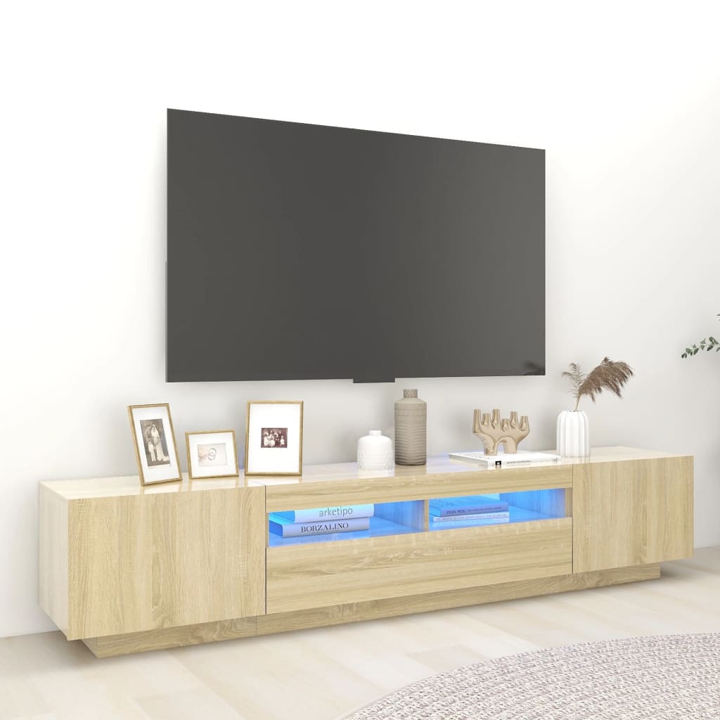 Meuble TV avec lumières LED Chêne sonoma 200x35x40 cm - XIOS
