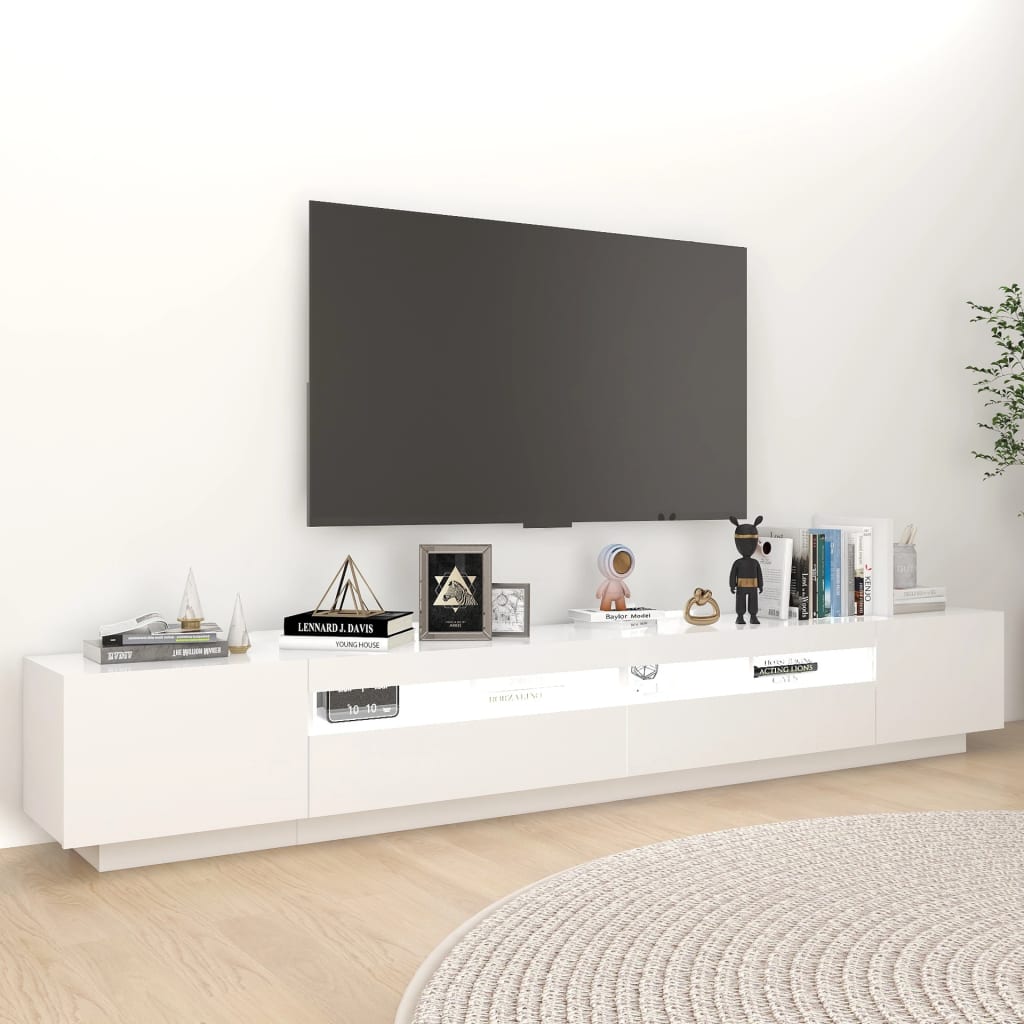Meuble TV avec lumières LED Blanc 260x35x40 cm - XIOS