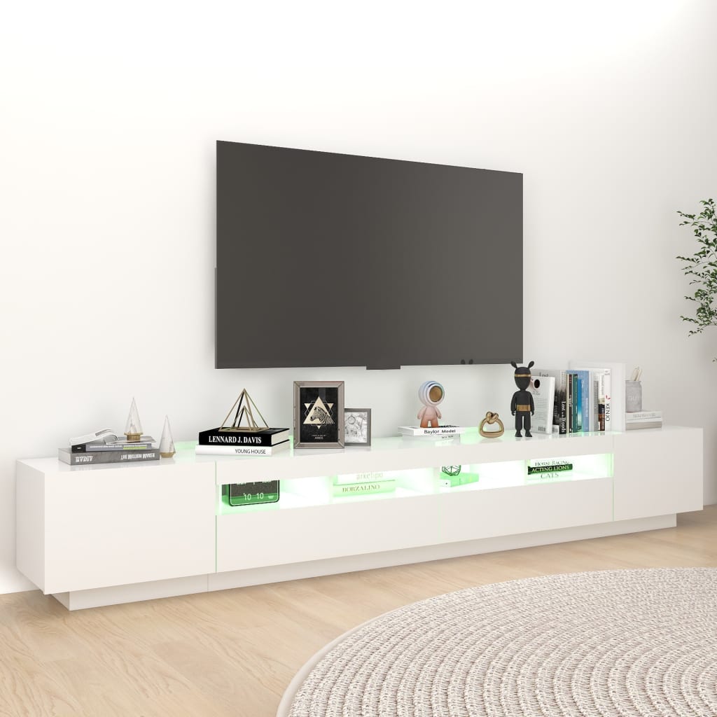Meuble TV avec lumières LED Blanc 260x35x40 cm - XIOS