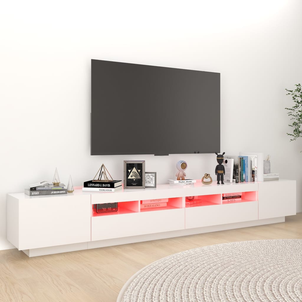 Meuble TV avec lumières LED Blanc 260x35x40 cm - XIOS