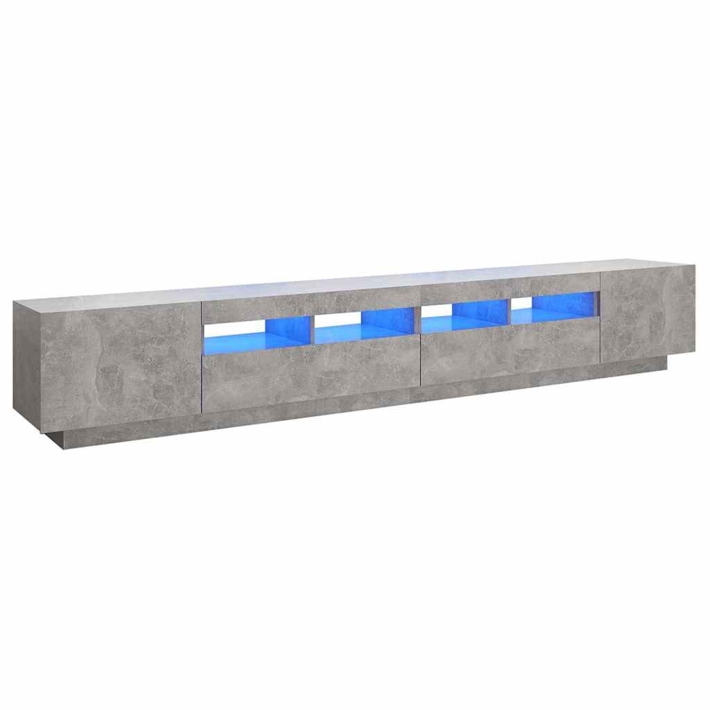 Meuble TV avec lumières LED Gris béton 260x35x40 cm - XIOS