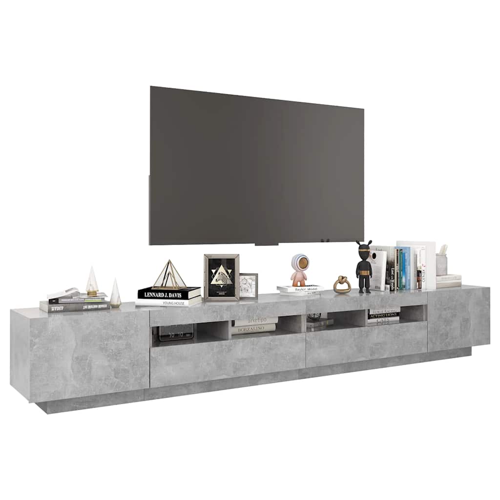 Meuble TV avec lumières LED Gris béton 260x35x40 cm - XIOS