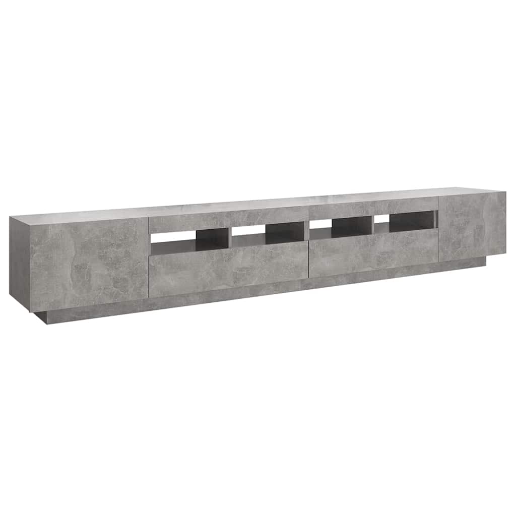 Meuble TV avec lumières LED Gris béton 260x35x40 cm - XIOS
