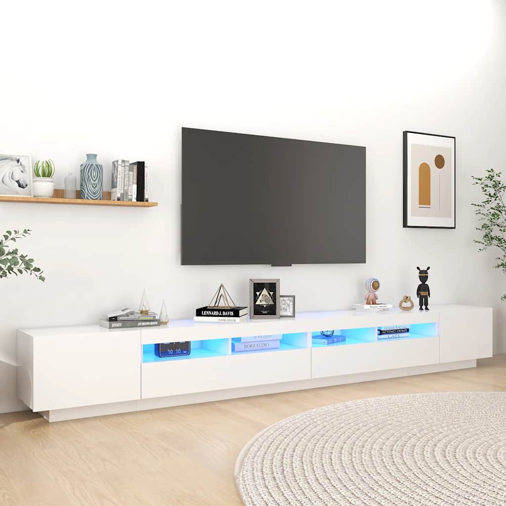 Meuble TV avec lumières LED Blanc 300x35x40 cm - XIOS