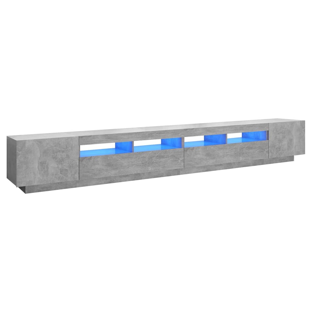 Meuble TV avec lumières LED Gris béton 300x35x40 cm - XIOS
