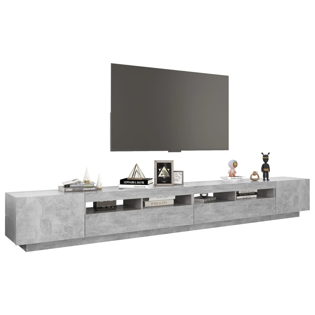 Meuble TV avec lumières LED Gris béton 300x35x40 cm - XIOS