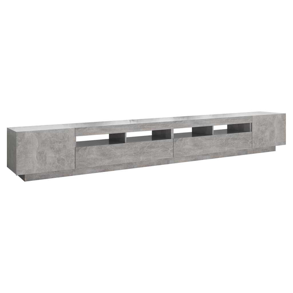 Meuble TV avec lumières LED Gris béton 300x35x40 cm - XIOS