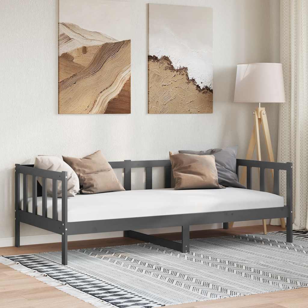 Lit de jour sans matelas gris bois de pin massif 90x200 cm - XIOS
