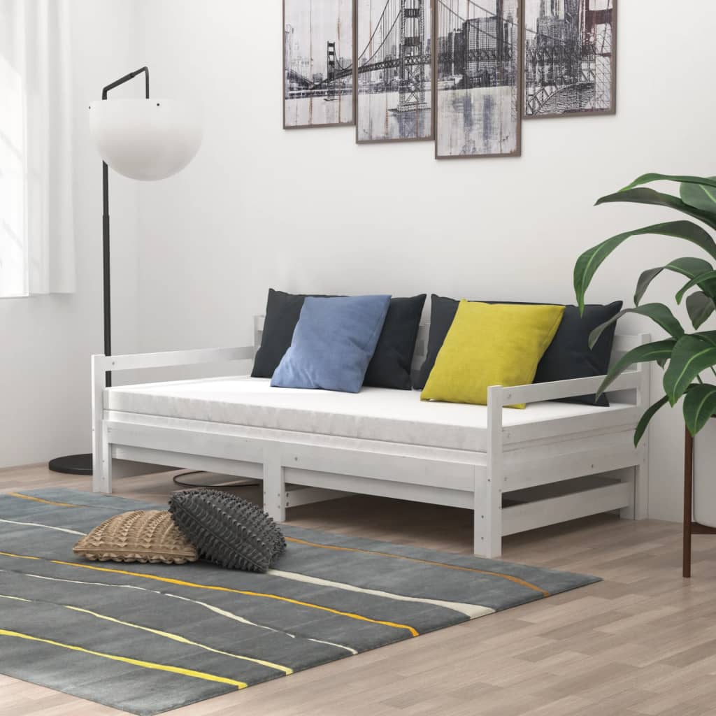 Lit coulissant Blanc Bois de pin massif 2x(90x200) cm - XIOS