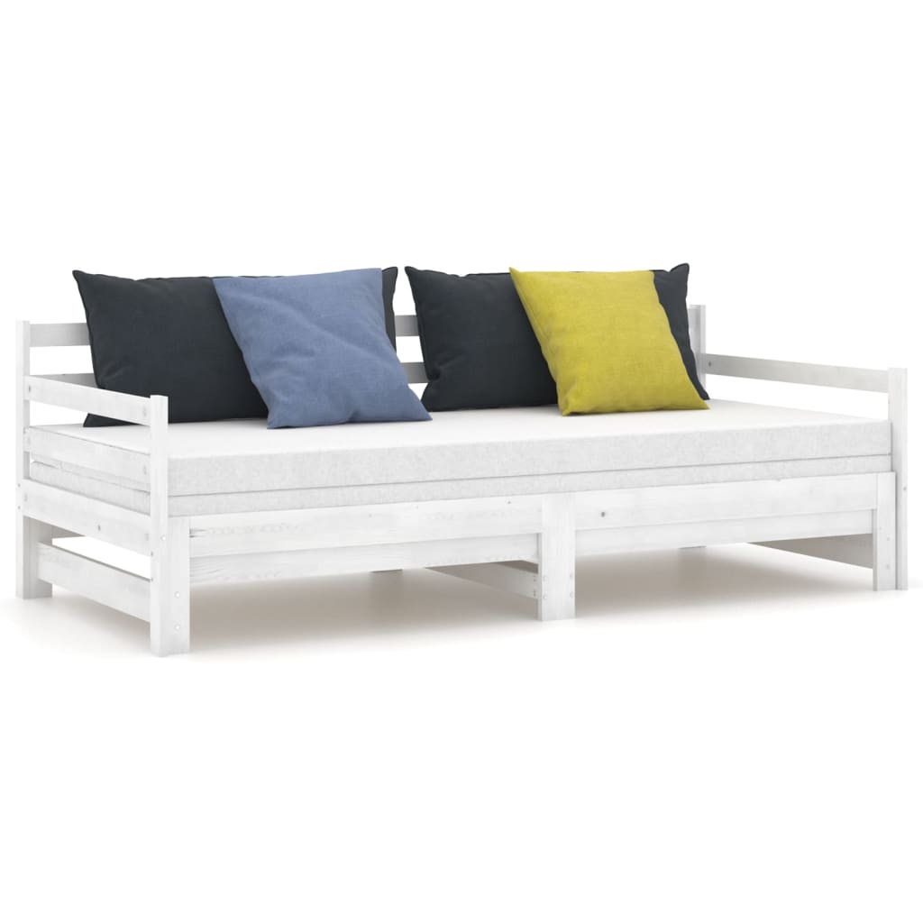 Lit coulissant Blanc Bois de pin massif 2x(90x200) cm - XIOS