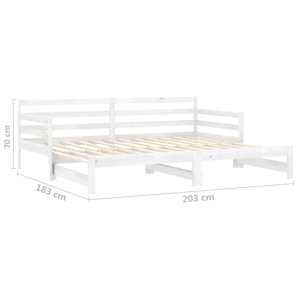Lit coulissant Blanc Bois de pin massif 2x(90x200) cm - XIOS