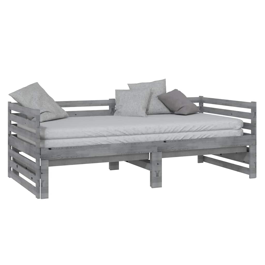 Lit coulissant sans matelas gris 2x(90x200) cm