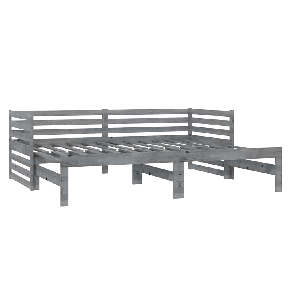 Lit coulissant sans matelas gris 2x(90x200) cm