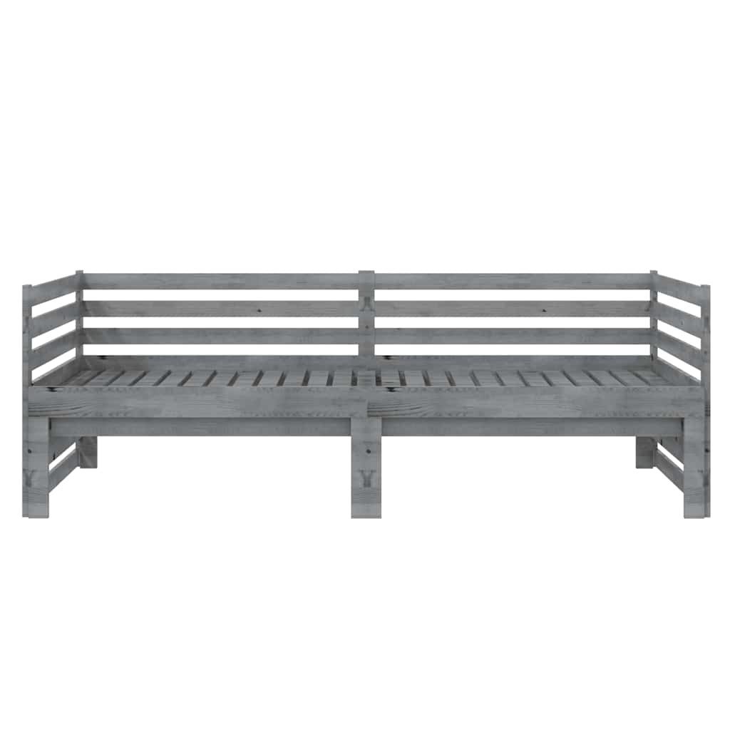 Lit coulissant sans matelas gris 2x(90x200) cm