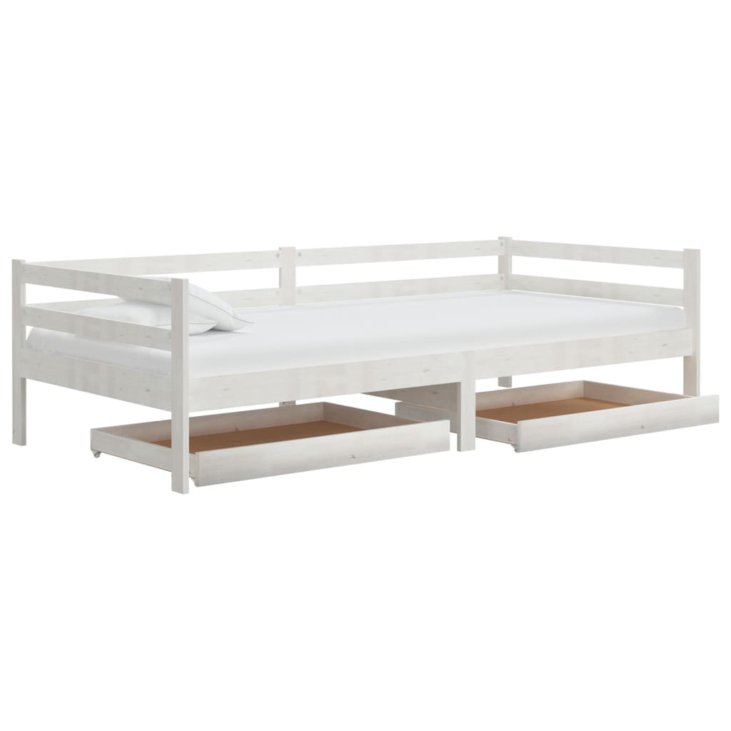 Tiroirs de lit 2 pcs Blanc Bois de pin massif - XIOS