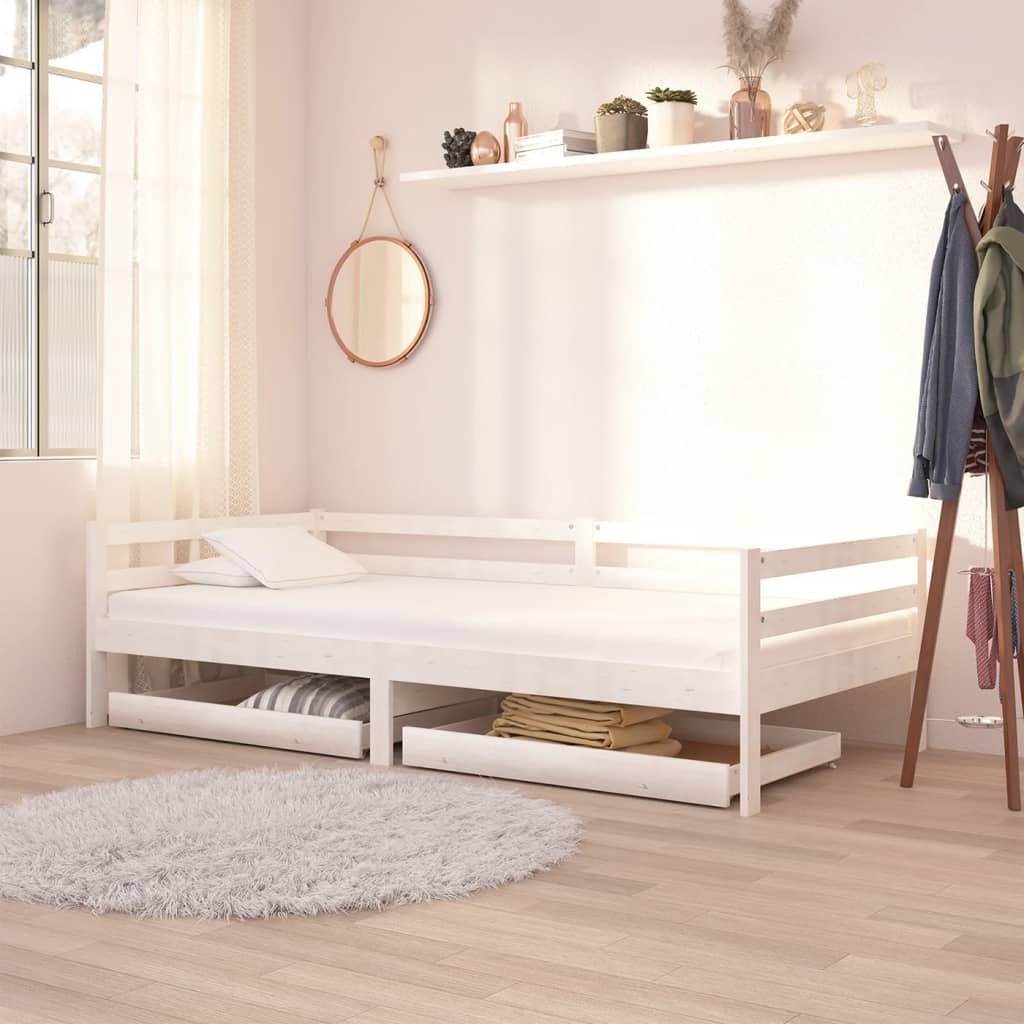 Tiroirs de lit 2 pcs Blanc Bois de pin massif - XIOS
