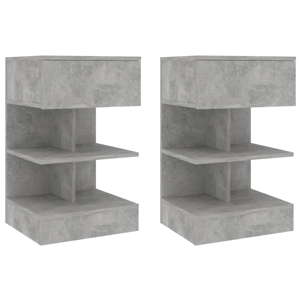 Tables de chevet 2 pcs Gris béton 40x35x65 cm - XIOS