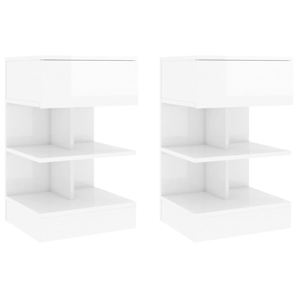 Tables de chevet 2 pcs Blanc brillant 40x35x65 cm - XIOS