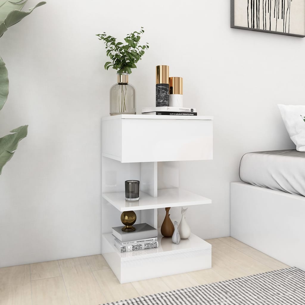 Tables de chevet 2 pcs Blanc brillant 40x35x65 cm - XIOS
