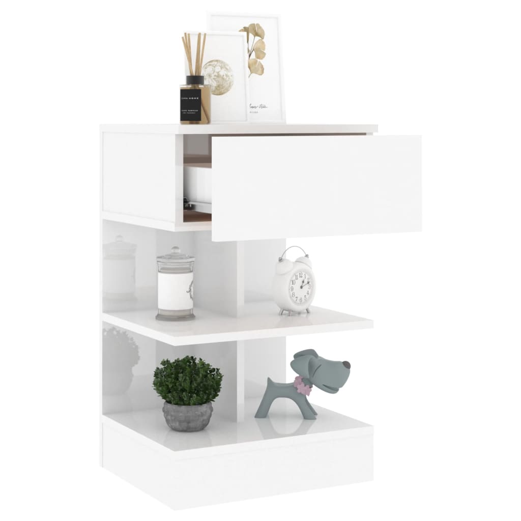 Tables de chevet 2 pcs Blanc brillant 40x35x65 cm - XIOS