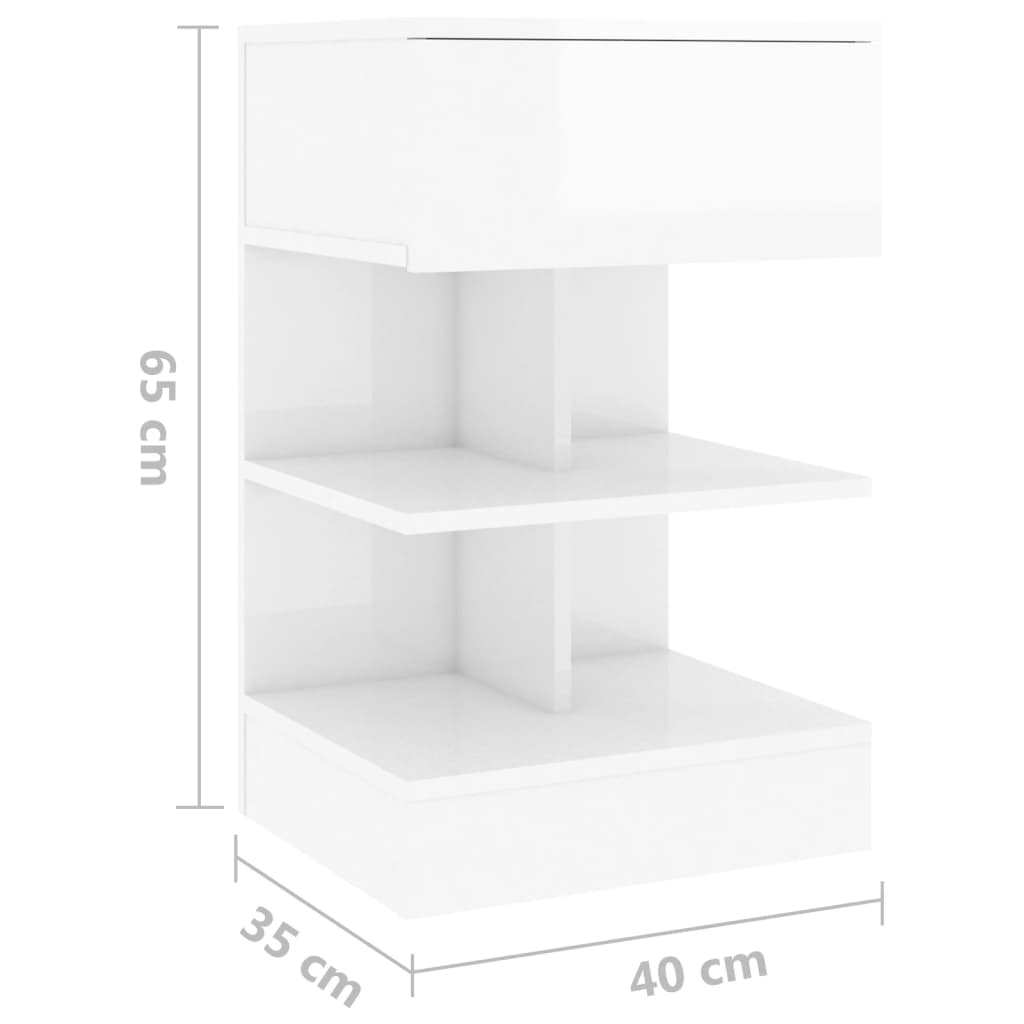 Tables de chevet 2 pcs Blanc brillant 40x35x65 cm - XIOS