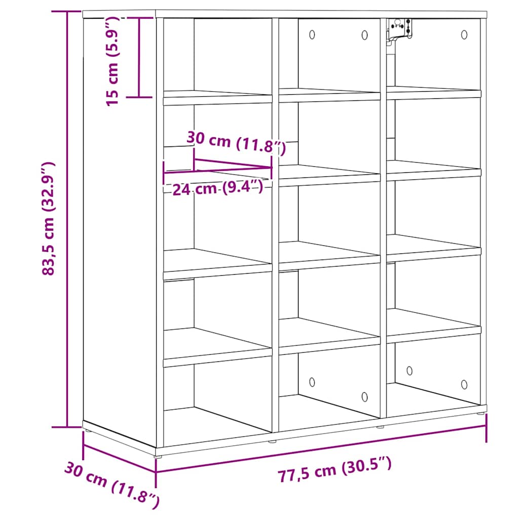 Cabinet à chaussures Chêne Sonoma 77,5 x 30 x 83,5 cm - XIOS