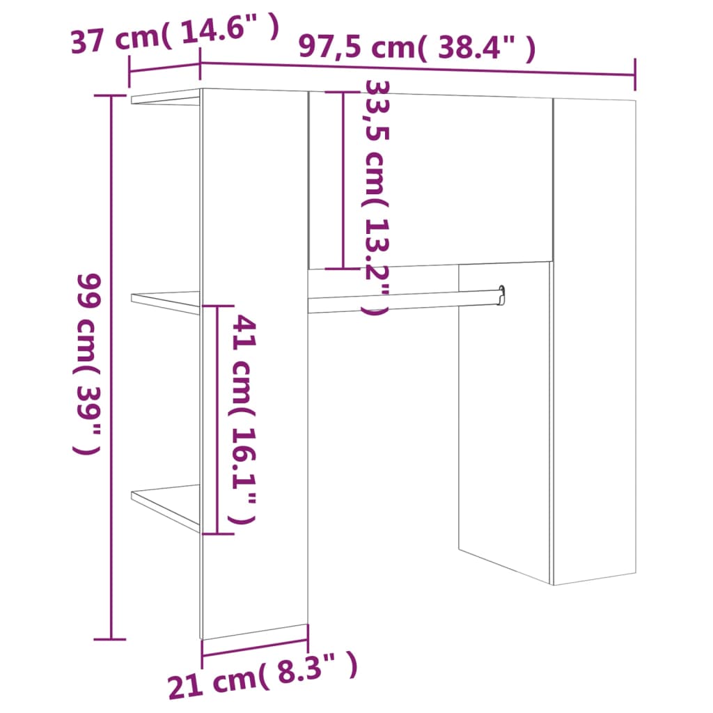 Armoire de couloir Gris béton 97,5x37x99 cm Bois d'ingénierie - XIOS