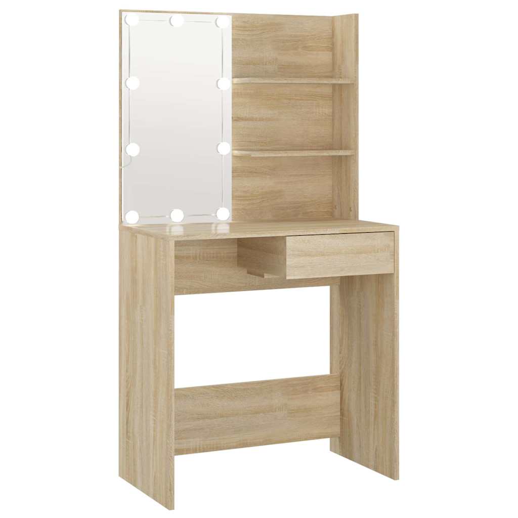 Coiffeuse avec LED chêne sonoma 74,5x40x141cm bois d'ingénierie - XIOS