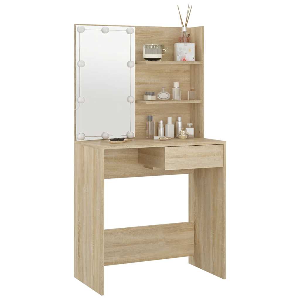 Coiffeuse avec LED chêne sonoma 74,5x40x141cm bois d'ingénierie - XIOS